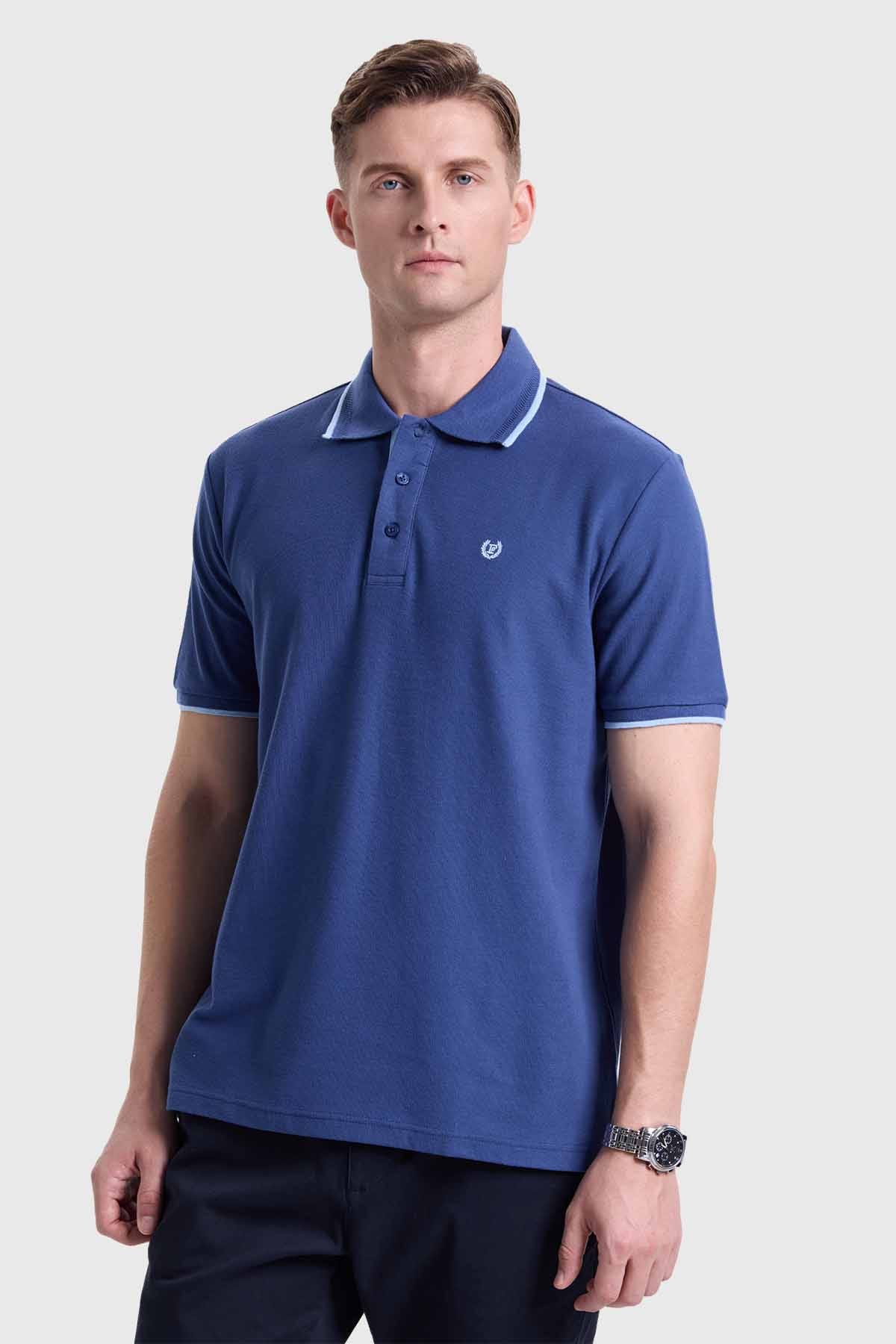 POLERA HOMBRE PIQUÉ BÁSICA LISA AZUL