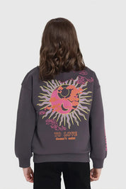 Polerón Niña Oversize Print Gris
