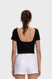 Polera Mujer Textura Sin Espalda Negro