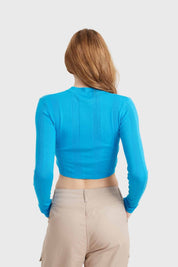 Sweater Mujer Crop Azul