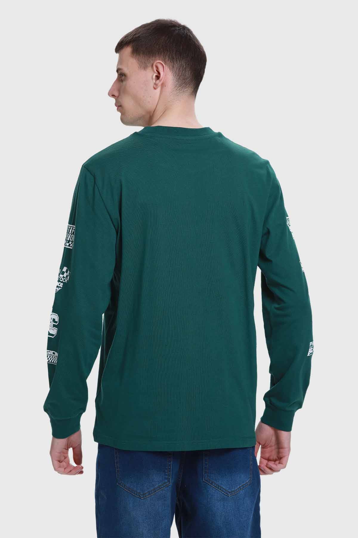 Polera Hombre Print Manga Verde
