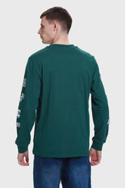 Polera Hombre Print Manga Verde