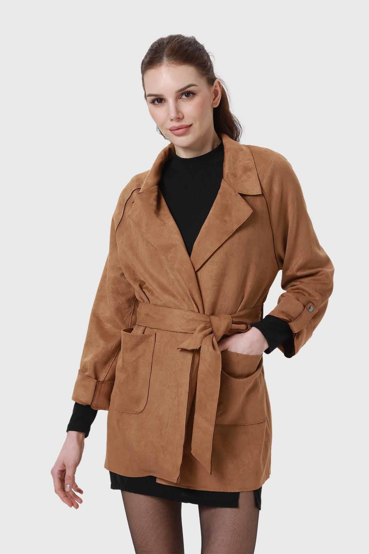 ABRIGO MUJER ANTELINA CON LAZO CAMEL