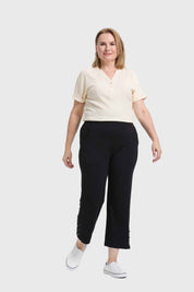 Pantalón Buzo Mujer Detalle Ojetillo Negro