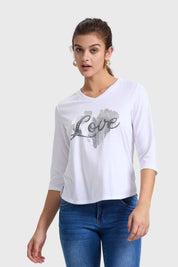 Polera Mujer Aplicación Blanco