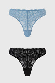 Calzón Mujer Bipack Pantaleta Detalle Mesh Celeste