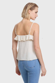 Polera Mujer Peto Pabilo Vuelos Delanteros Arena