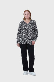 Blusa Mujer Pinza Pliegue Delantero Negro