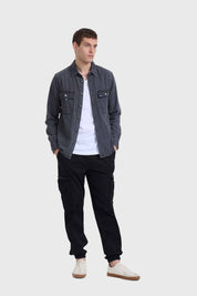 Camisa Hombre Overshirt Denim Negro