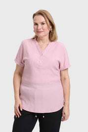 Polera Mujer Abotonada Palo Rosa