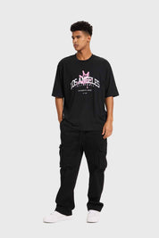 Polera Hombre College Graffiti Negro