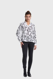Blusa Mujer Escote V Print Crudo