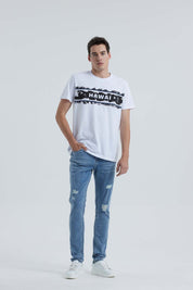 Jeans Hombre Skinny Roturas Azul