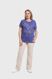 Polera Mujer Dorada Azul