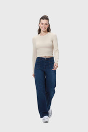 Polera Mujer Rib Beige