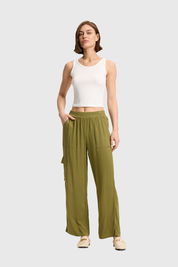 Pantalón Mujer Cargo Pretina Elasticada Verde