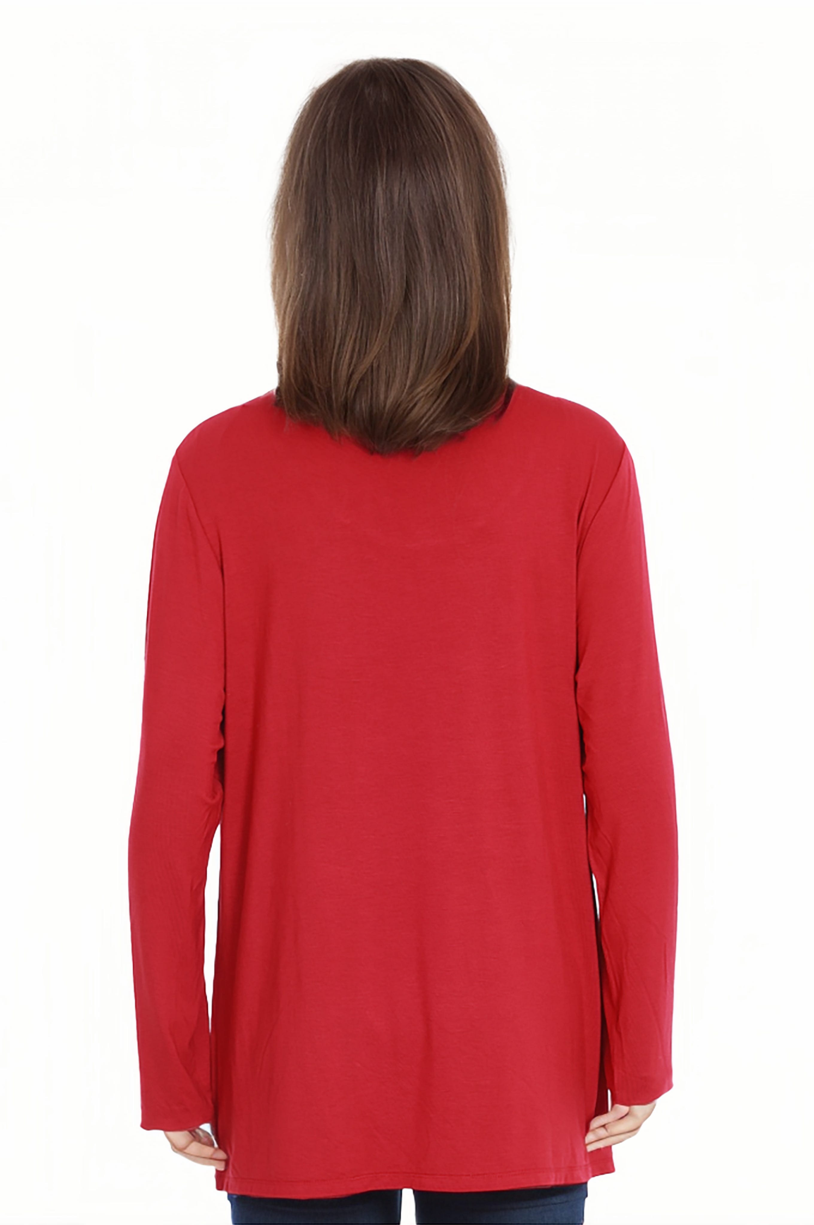 Polera Mujer Manga Larga Cuello Cruzado Rojo