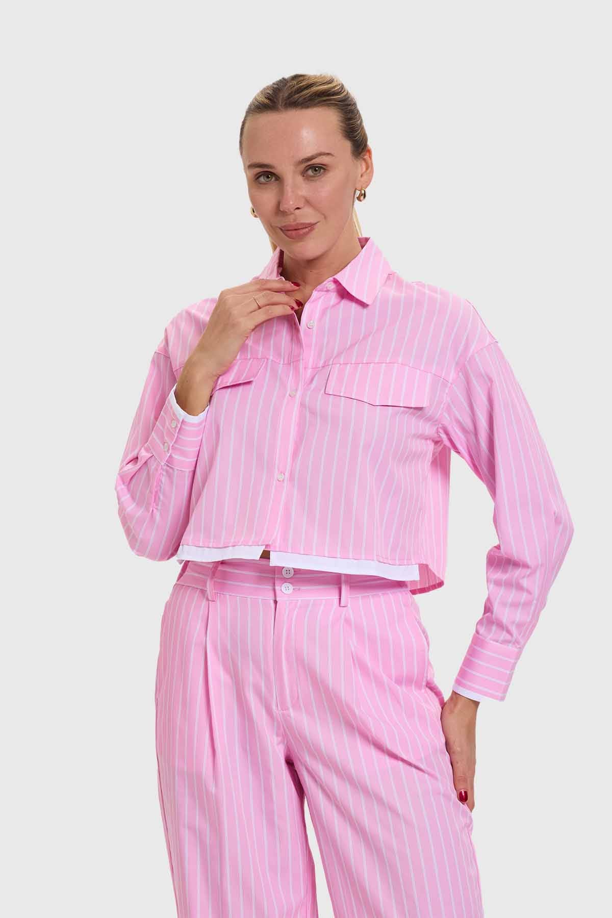 Blusa Mujer Rayas Rosado