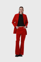 Pantalón Mujer Flare Push Cotelé Rojo