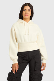 Polerón Mujer Crop Pretina Ancha Crudo
