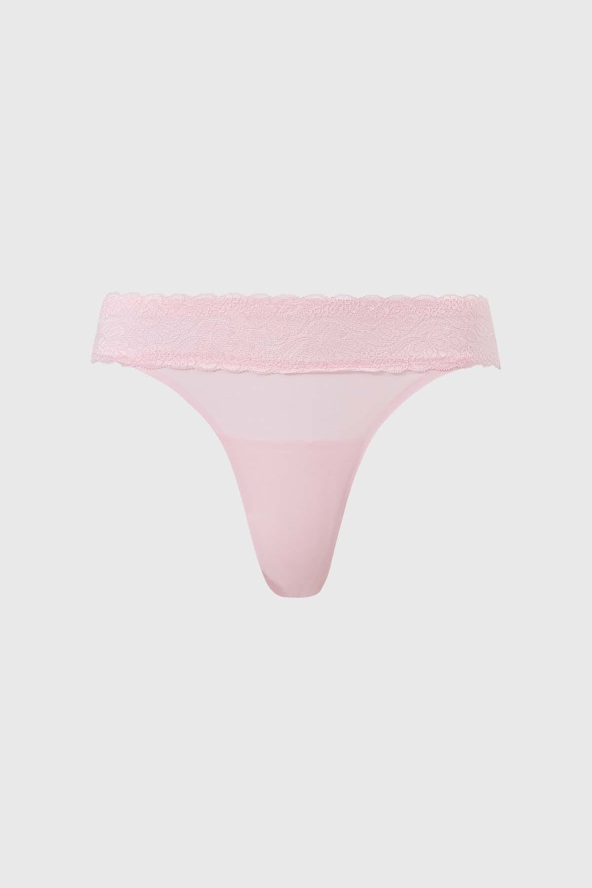 Calzón Mujer Colaless Con Encaje Pretina Palo Rosa