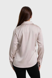 Blusa Mujer Satinada Abotonada Gris
