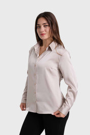 Blusa Mujer Satinada Abotonada Gris