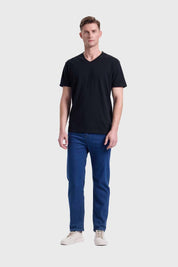 Polera Hombre Cuello V Básica Negro