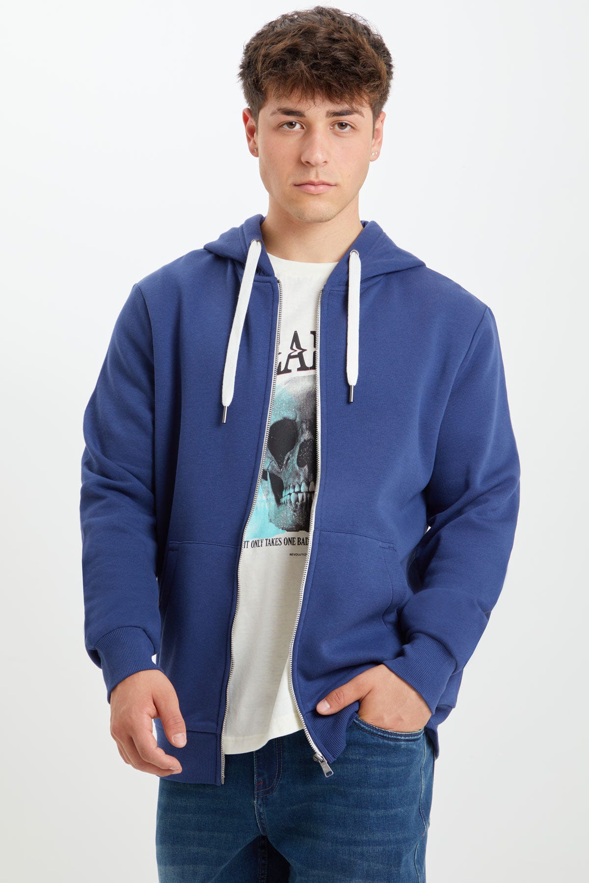 Polerón Hoodie Básico Azul