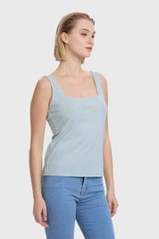 Polera Mujer Pabilo Escote Cuadrado Celeste