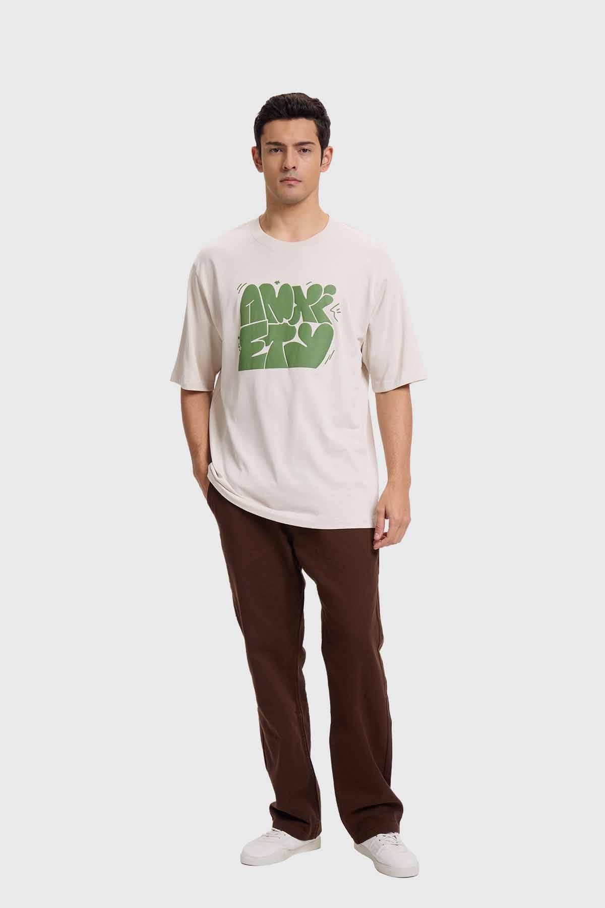 Polera Hombre Print Puff Beige