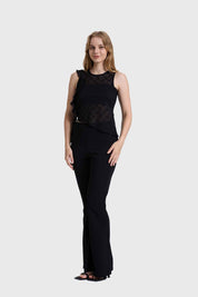 Polera Mujer Encaje Negro