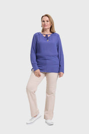 Blusa Mujer Crep Estampada Azul