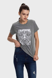 Polera Mujer Básica Print Gris