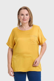 Polera Mujer Con Bolsillo Amarillo