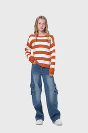 Sweater Niña Rayas Camel