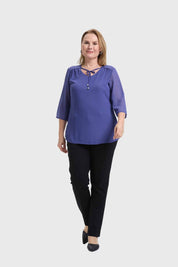 Blusa Mujer Cuello V Azul