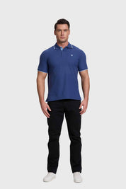 Polera Hombre Piqué Básica Azul