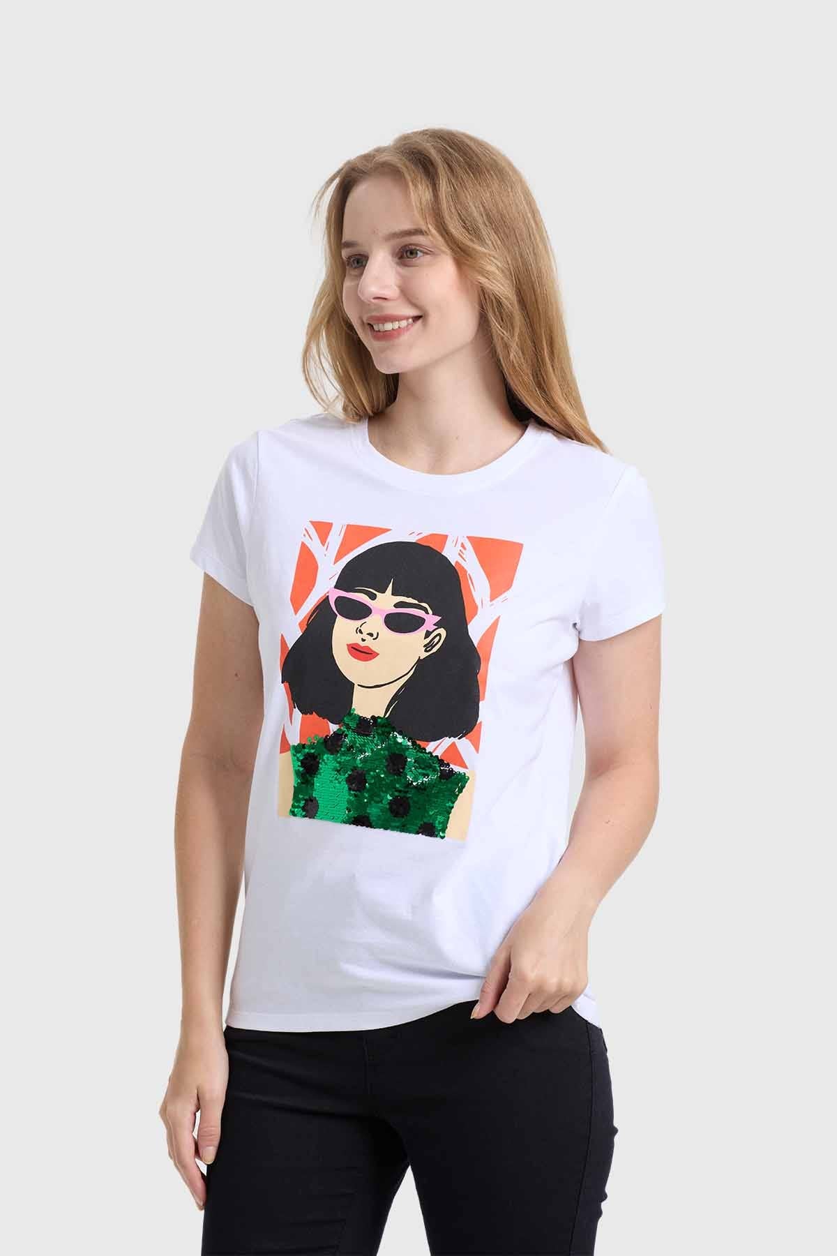 Polera Mujer Básica Print Blanco