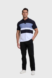 Polera Hombre Franjas Tropical Celeste