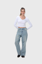 JEANS MUJER BAGGY AZUL
