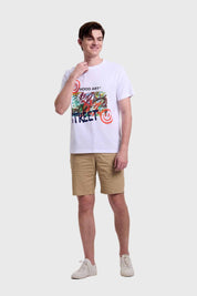 Polera Hombre Graffiti Blanco
