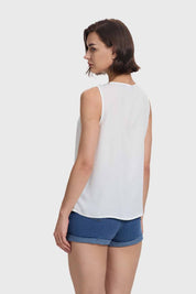 Blusa Mujer Aplicación Ojetillo Crudo