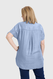 Blusa Mujer Con Ajustador Celeste
