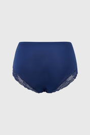 Calzón Mujer Tiro Alto Detalle Encaje Azul