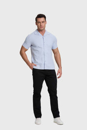 Camisa Hombre Lino Con Bolsillo Celeste