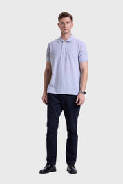 POLERA HOMBRE PIQUE BÁSICA LISA GRIS MELANGE