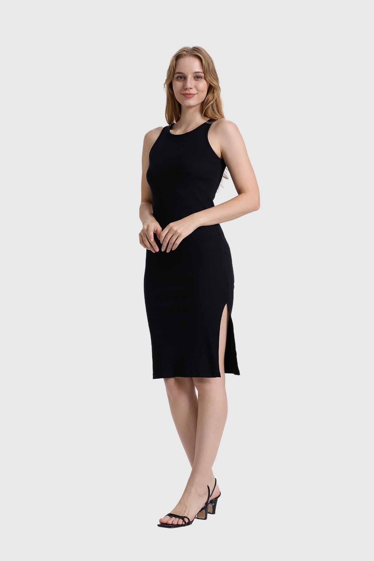 Vestido Mujer Halter Midi Negro