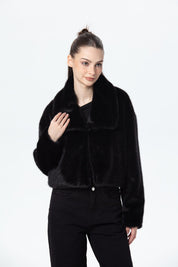 Chaqueta Mujer Peludo Negro
