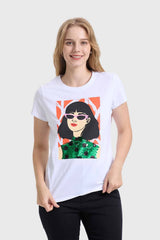 Polera Mujer Básica Print Blanco